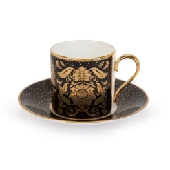 Acanthus Black Coffee Cup And Saucer*Royal Collection Shop New