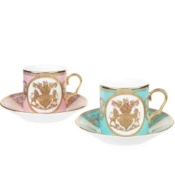 Special Edition Lustre Pink And Green Coffee Cup And Saucer*Royal Collection Shop Outlet