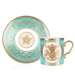 Special Edition Lustre Pink And Green Coffee Cup And Saucer*Royal Collection Shop Outlet