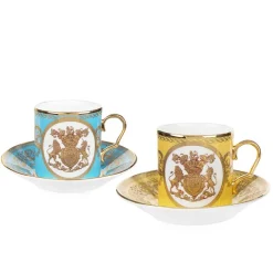 Special Edition Lustre Turquoise And Yellow Coffee Cup And Saucer*Royal Collection Shop Outlet