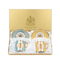 Special Edition Lustre Turquoise And Yellow Coffee Cup And Saucer*Royal Collection Shop Outlet